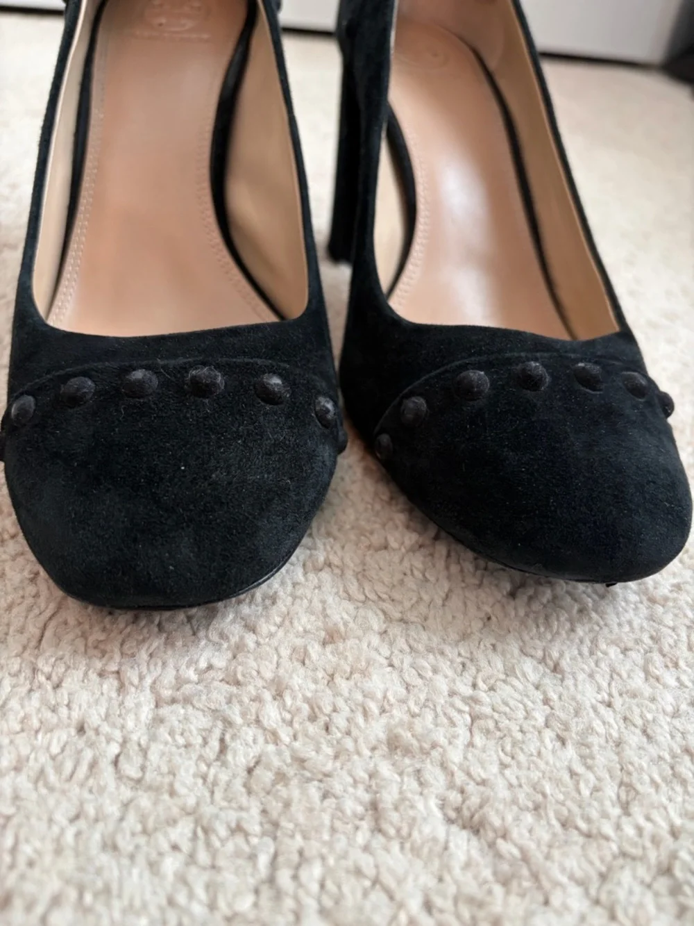 Tory Burch Studded‎ Suede Black Pumps Heels Women's Size 9.5 Read